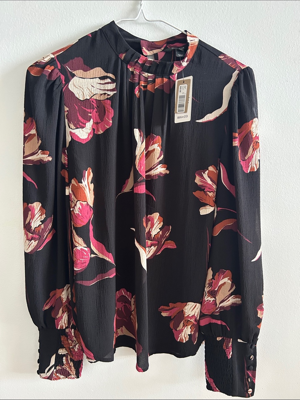 RW&CO Black Floral Blouse NWT